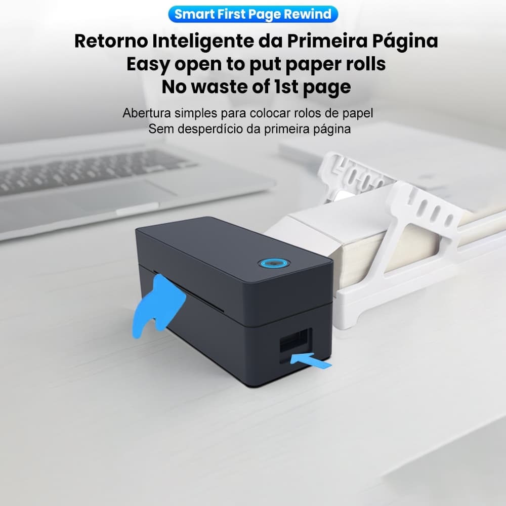 Impressora Térmica de Etiquetas 30-110mm Alta Velocidade, Compatível com Diversos Sistemas, Conexão USB