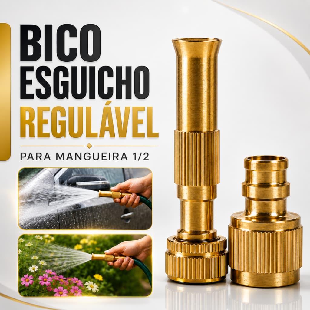 Esguicho Alta Pressão Regulável Mangueira Bico Jardim Quintal 1/2 Lavagem Carro Jato Ajustável