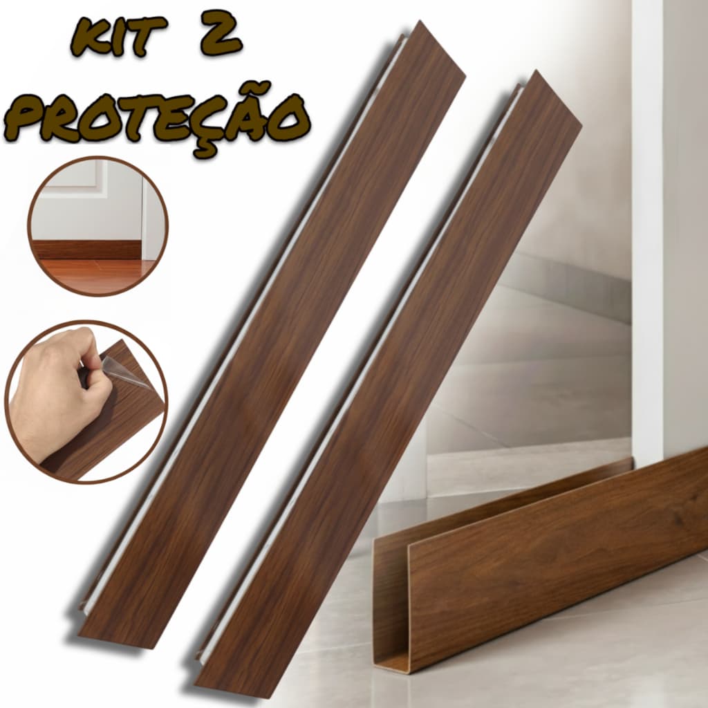 Kit Proteção Para Porta De Madeira e Metal Contra Umidade Na Cor Amadeirada de 60cm A 90cm