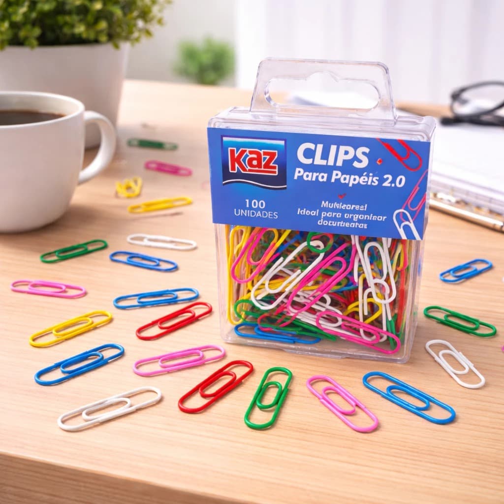 Clips Colorido Nº 2/0 Com 100 uni Colorido e Emborrachado