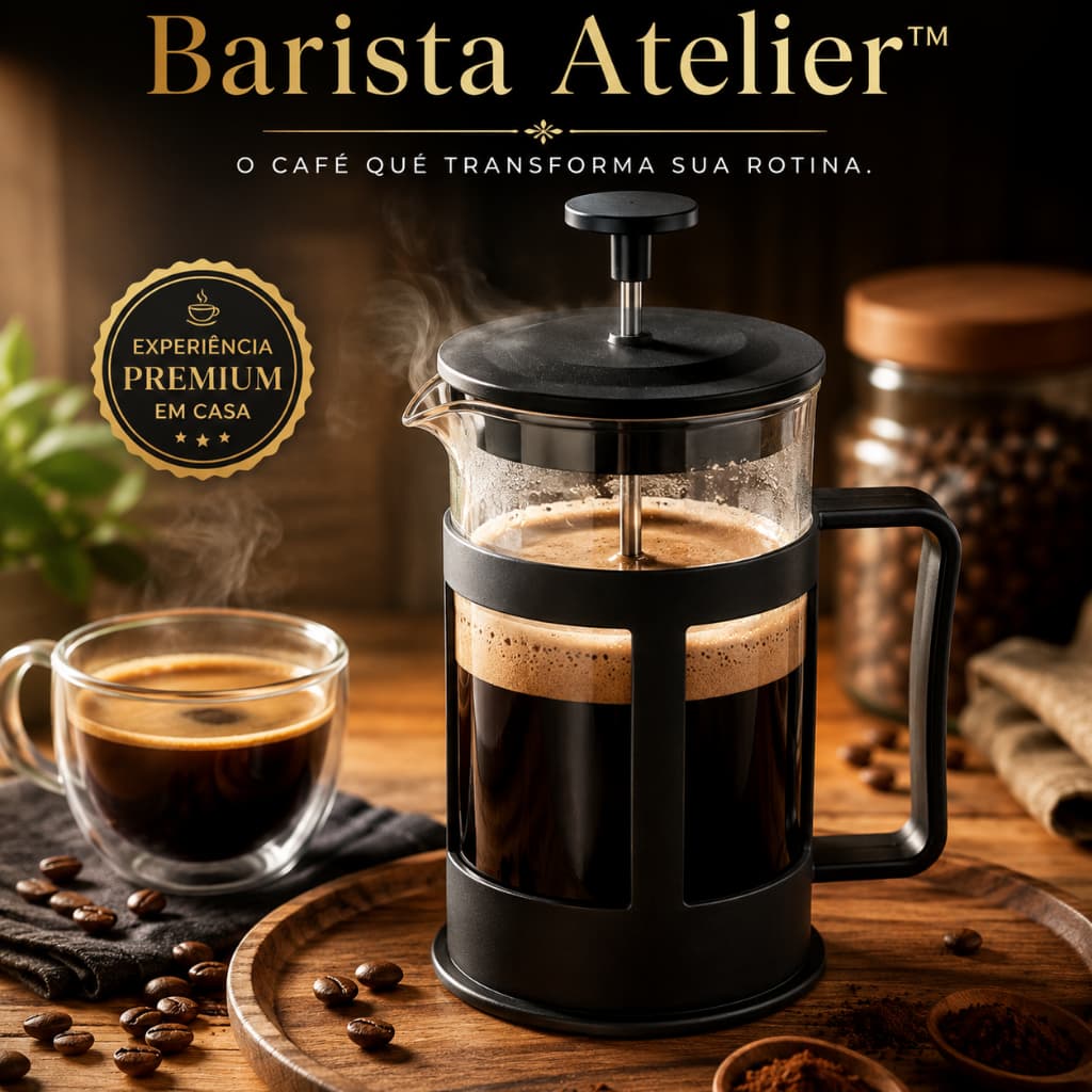 Cafeteira Francesa 300ml Prensa Francesa de Vidro com Filtro Reutilizável Preta Café Gourmet