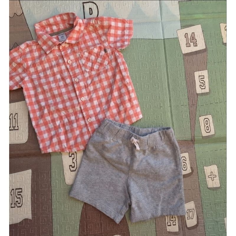 [ Desapego impecável Carters] 18 mese camisa quadriculada e short bebê menino