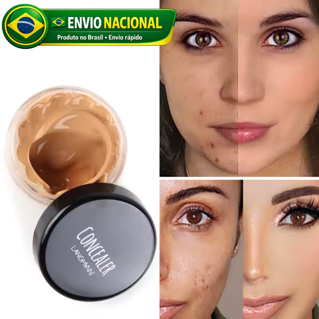 Corretivo Facial LANGMANNI 12ml Alta Cobertura Longa Duração Hidratante Iluminador Maquiagem