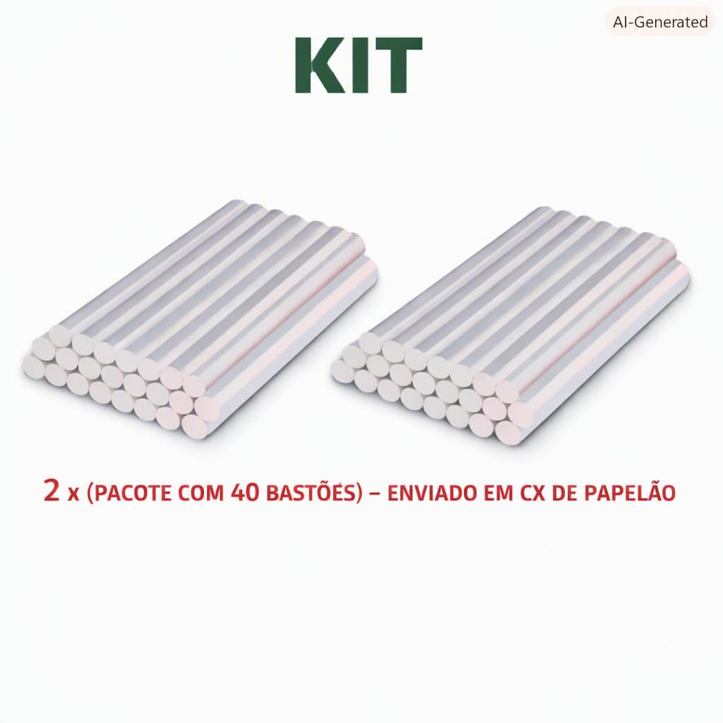 Kit  2  Pacote com 40 bastões de cola quente Fino Translucido Super Resistente e acabamento unico  .