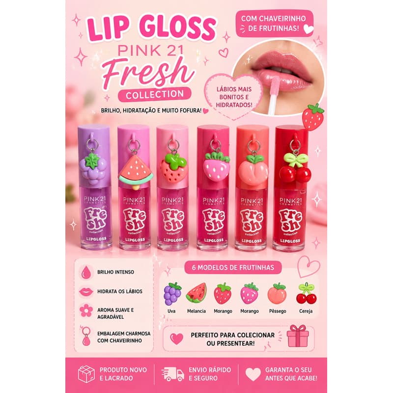 Lip Gloss Pink 21 Frutinhas Colecionáveis