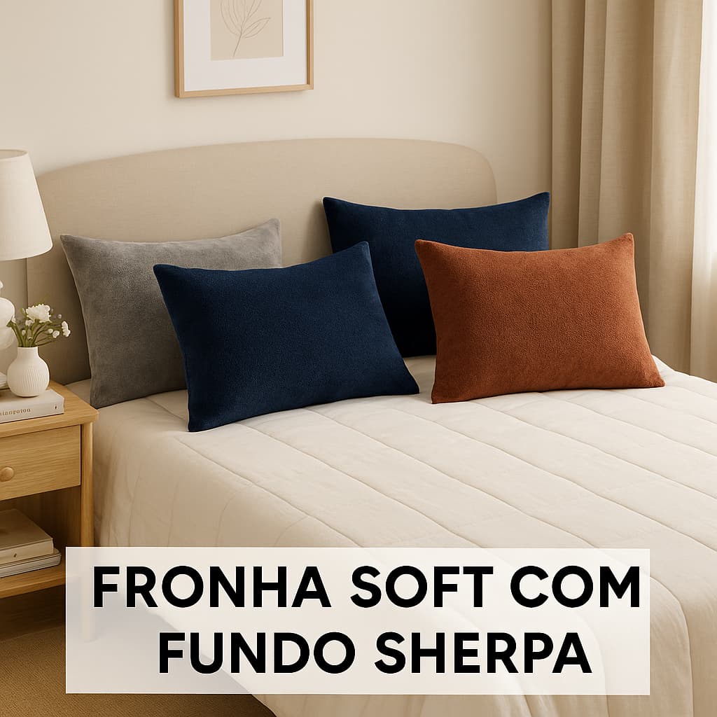 Kit 2 Fronha Mantinha Tecido Soft e Sherpa Anti Alérgica Algodão Varias Cores 70 x 50Cm