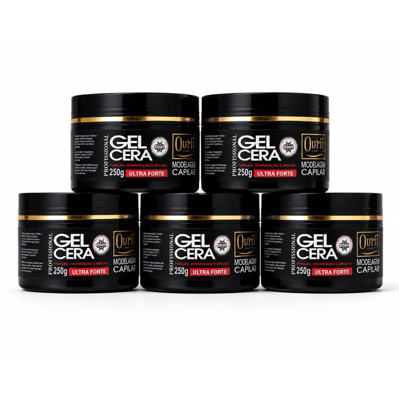 Kit 5 Gel Cera Modeladora Capilar Ultra Forte 250g – Fixação Forte, Brilho Natural e Longa Duração