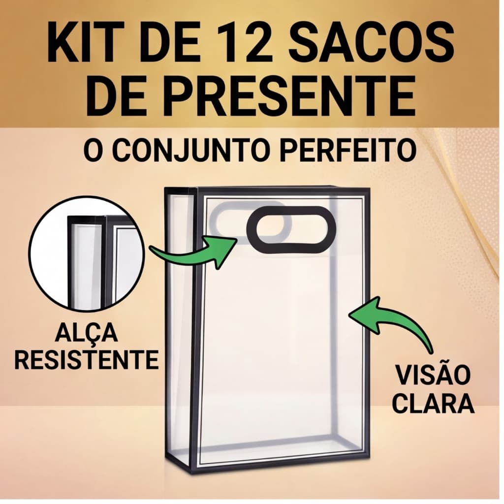 Bolsa transparente para presente pacote 12 peças sacola plástica para embalar brindes