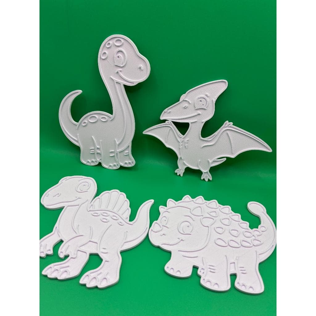 Kit Dinossauros para Pintura Infantil | 4 Modelos para Colorir | Atividade Educativa, Artesanato, Festa e Lembrancinha