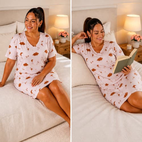 Camisola Fresquinha Plus Size Feminina Liganete Não Amassa Manga Curta Confortável G1 ao G4