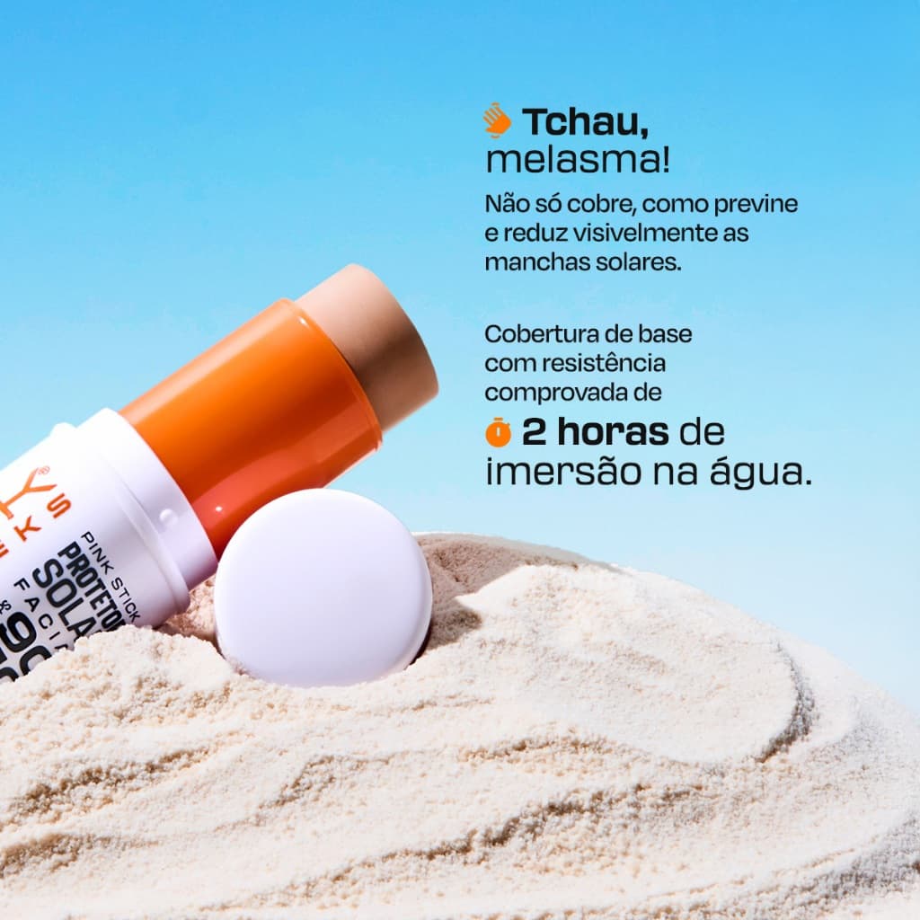 Protetor Solar com Cor em Bastao FPS96 Cor 21Km - 14G Alta Cobertura Resistente a Água e Suor e com Vitamina E