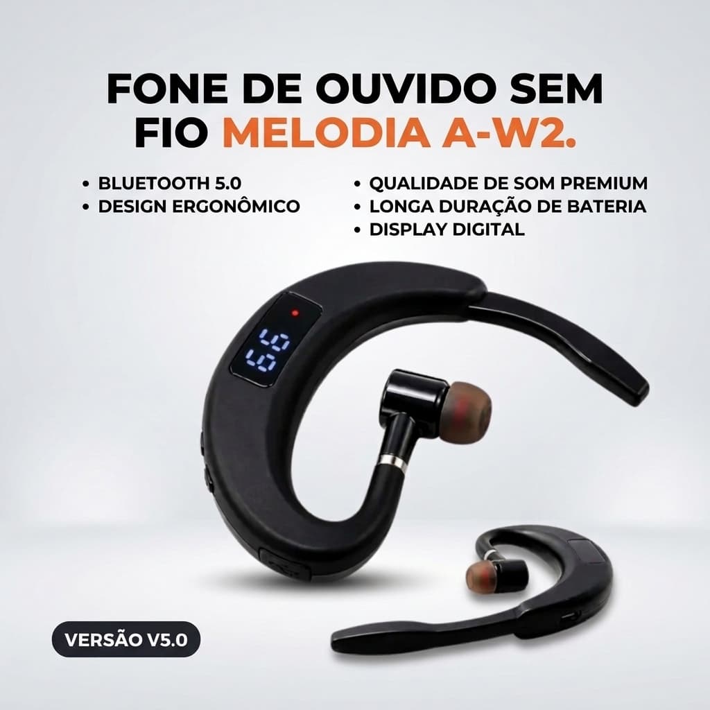 Fone De Ouvido Bluetooth Altomex A-W2 Microfone Gancho Preto