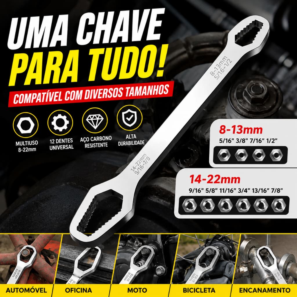 Chave Boca Fixa Aço Universal 8 A 22mm Cabeça Dupla Torx LULU