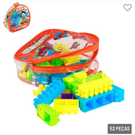 Blocos de Montar Infantil 52 Peças Coloridas em Mochila Educativo Brinquedo de Encaixe Aniversário Dia das Crianças