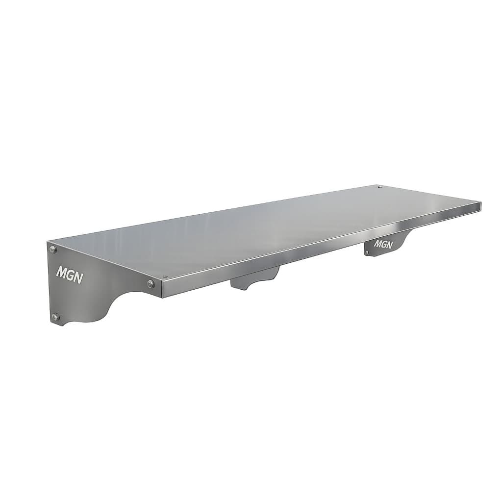 Kit 2 Prateleiras Suspensas em Aço Inox 80x30cm 100% Inox Reforçadas