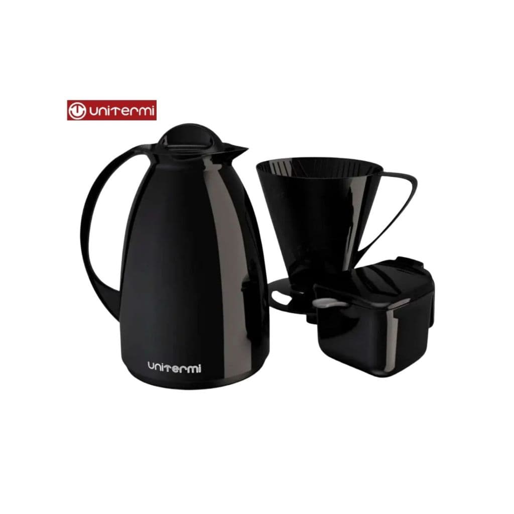 KIT PRÁTICO PARA CAFÉ 3 EM 1, GARRAFA TÉRMICA + SUPORTE DE CAFÉ + AÇUCAREIRO - UNITERMI