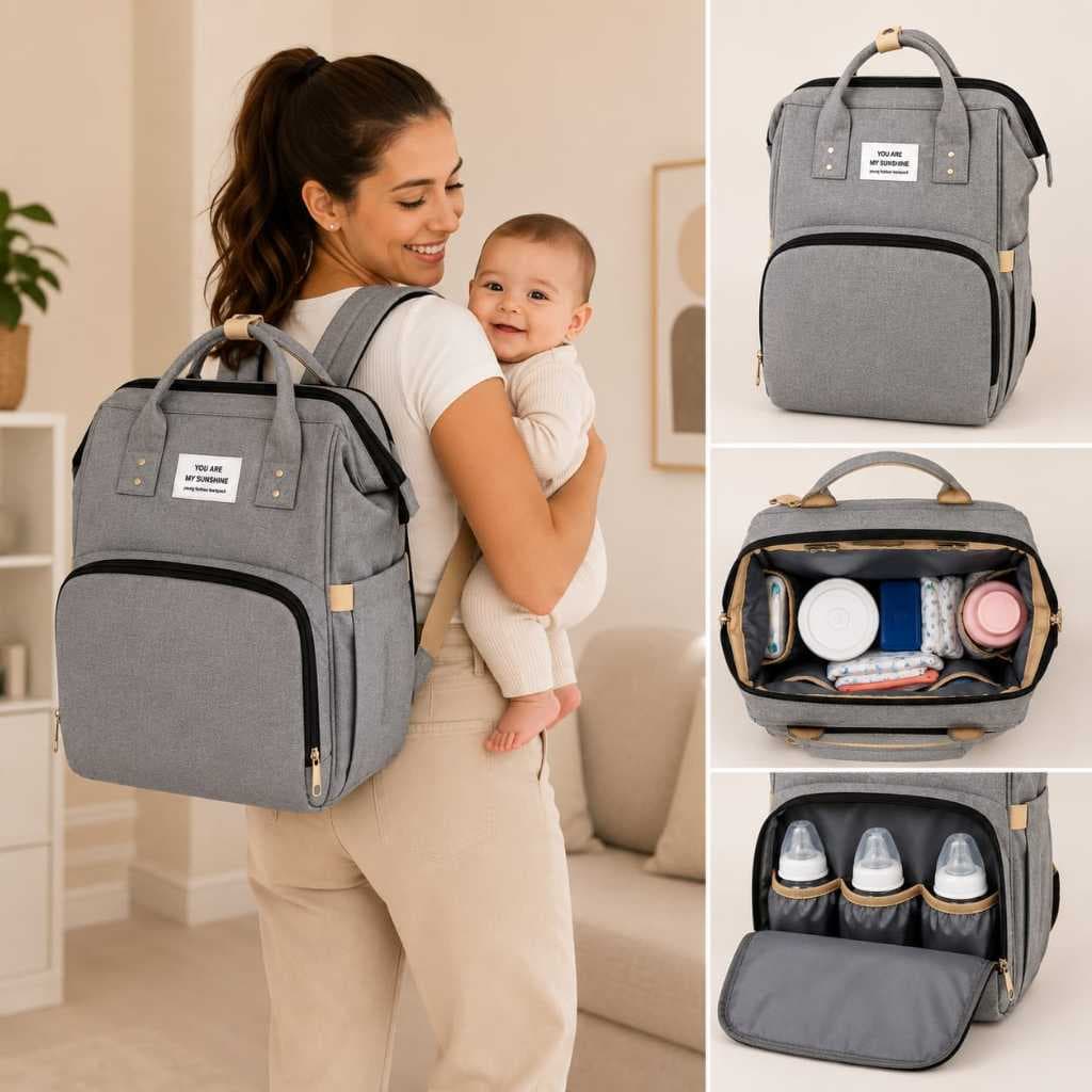 Mochila Maternidade Berço Portátil USB Grande Bolsa Bebê Impermeável Multifuncional