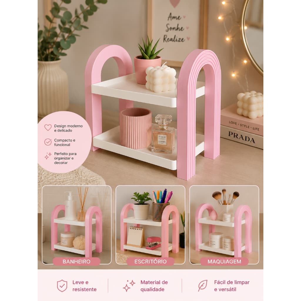 Organizador Moderno, Design Premium para penteadeira e decoração Pratleira
