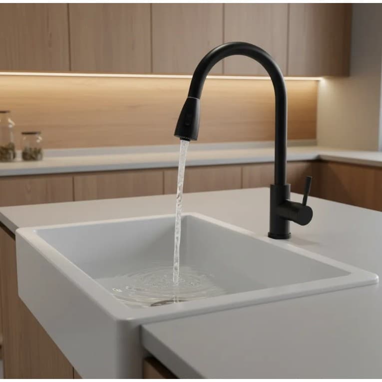 Torneira Gourmet Cozinha Extensível Preta