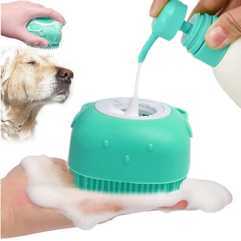 Esponja Para Banho de Silicone com Dispenser Massageador Escova Shampoo Sabonete Liquido