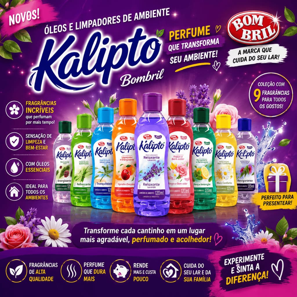 ÓLEO DESINFETANTE ODORIZADOR DE AMBIENTES KALIPTO BOMBRIL – 120 ML