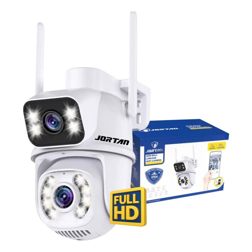 Câmera De Segurança Externa Hd À Prova Dágua Wifi Com Zoom Digital E Detecção De Movimento Lente Dupla Durawell Jortan4