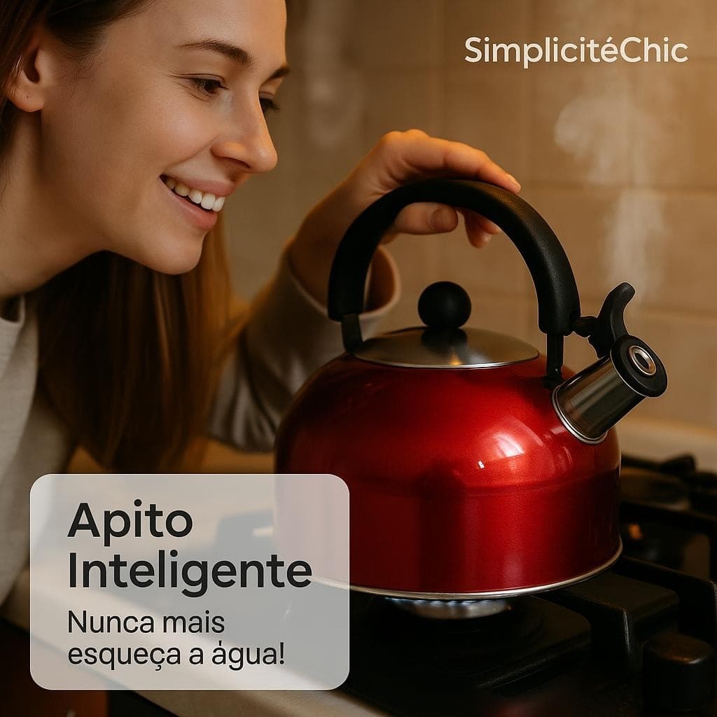 Chaleira Inox Apito 2,5 Litros Aço Inoxidável Cozinha Elegante