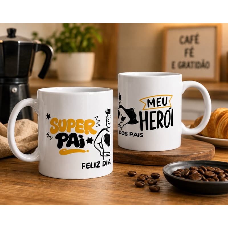 Caneca Personalizada  Super Pai Personalizada 325ml Presente Criativo para o Dia dos Pais