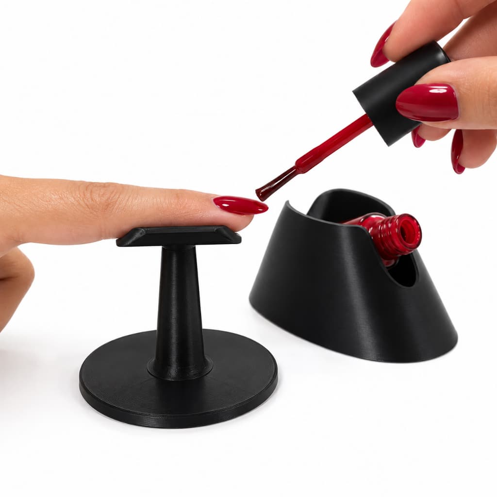 Kit Manicure Profissional Suporte Para Esmalte Inclinado + Apoio de Dedo Universal Para Esmaltação