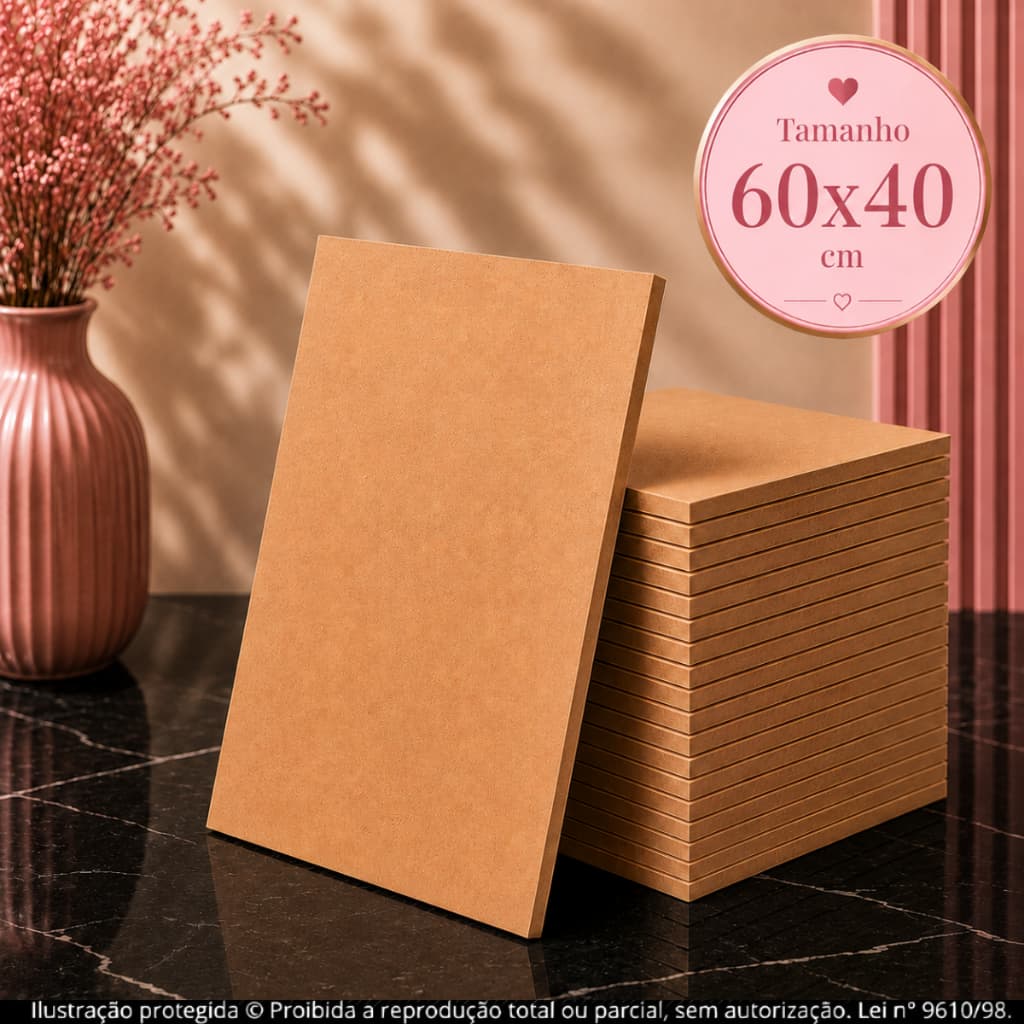 Kit Placa Chapa Mdf Cru 10 unidades 60x40 cm 3mm Quadros Artesanato álbum de fotos artigo decorativo