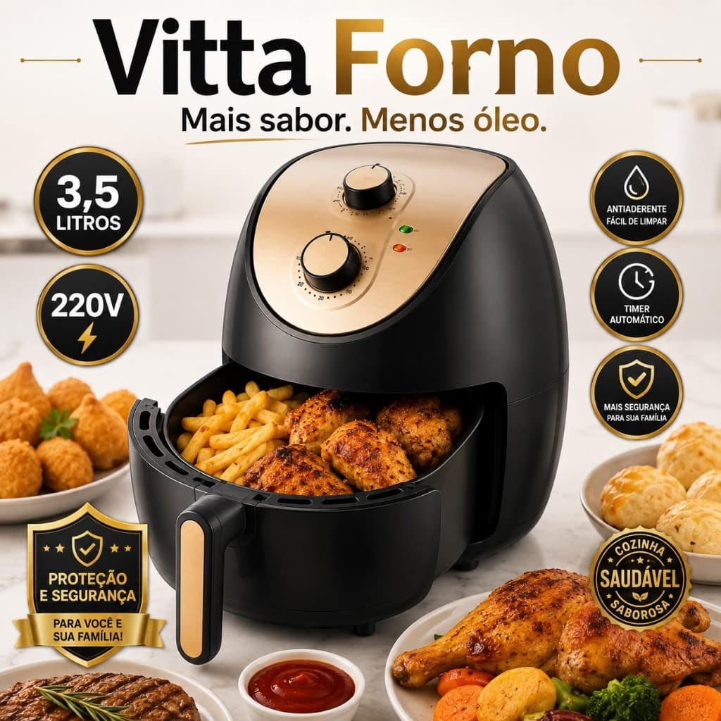 Air Fryer 4 Litros Sem Oleo Fritadeira Eletrica com Time Automatico e Antiaderente 220V Cesto Antiaderente Sem Óleo