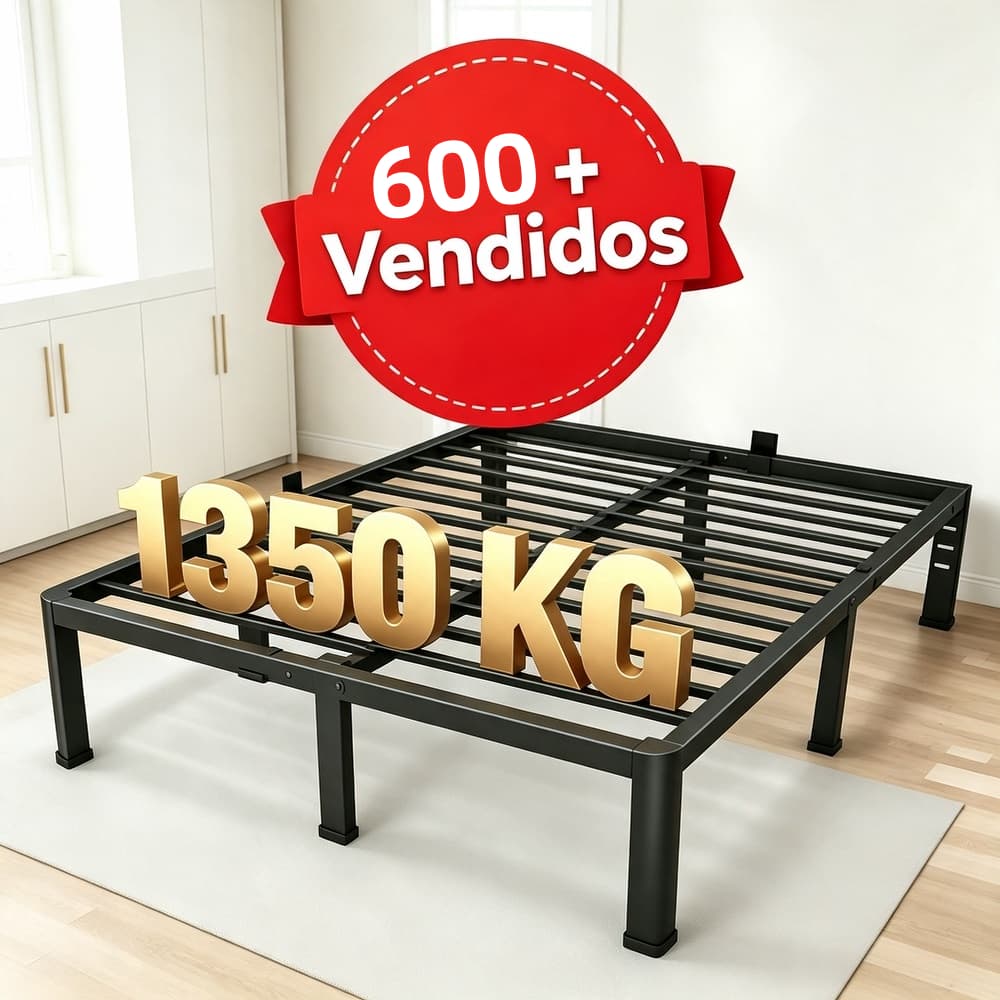 Estrado de Metal Dobrável para Cama Solteiro/Casal/Queen, Fácil Montagem com Ripas de Aço Reforçadas– com Suportes de Ri