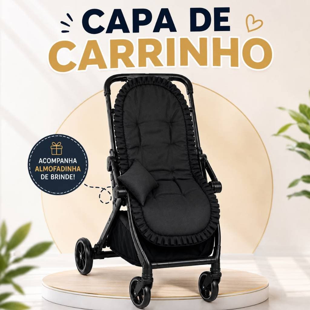 Capa para Carrinho de Bebê Universal Acolchoada Confortável com Almofada Brinde Macia
