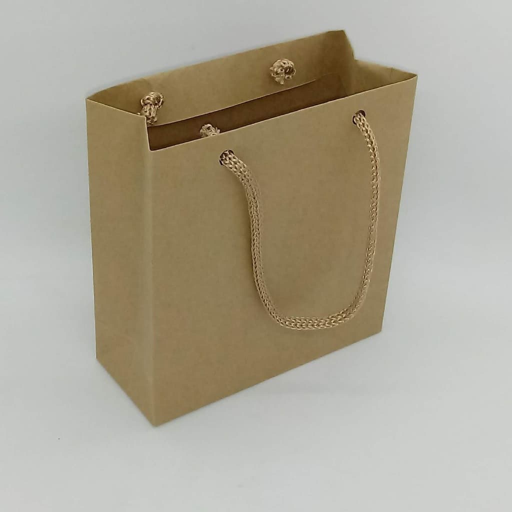 Sacola Presente em Papel Kraft - PP - 16 X 16 X 7 - KIT COM 100 UNIDADES