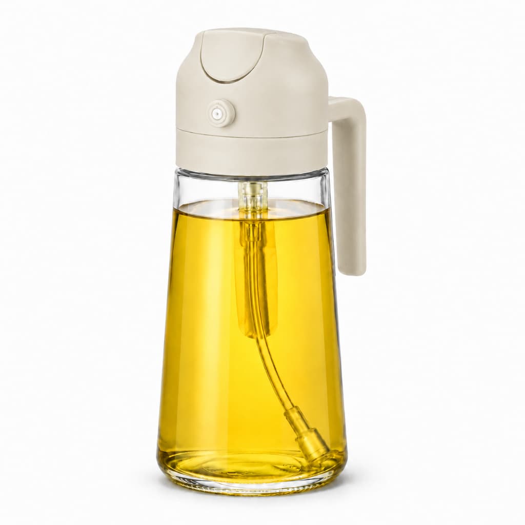 Spray Borrifador Vidro Premium Azeite Vinagre Óleo Dosador 2 em 1 Galheteiro Culinário Cozinha Gourmet 500ml