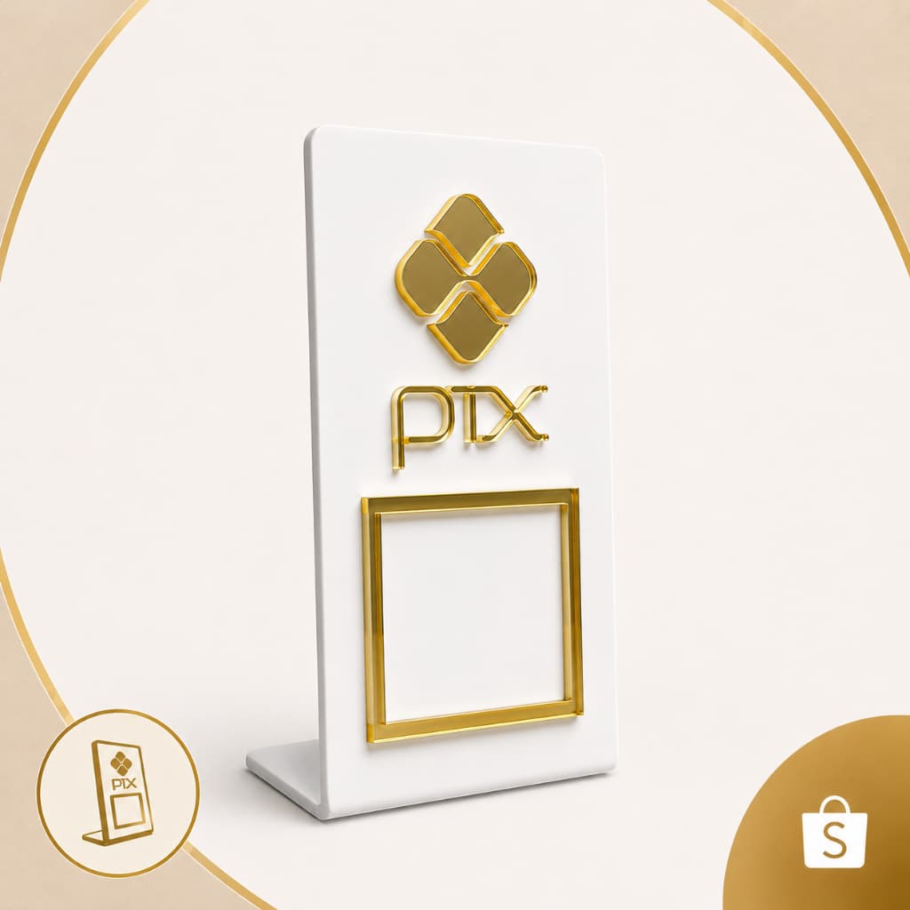 Placa Pix Acrílico Pagamento QR Code Display de Mesa Loja Comércio