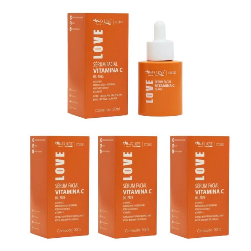 Kit C/4 Sérum Facial Vitamina C 30ml Max Love
