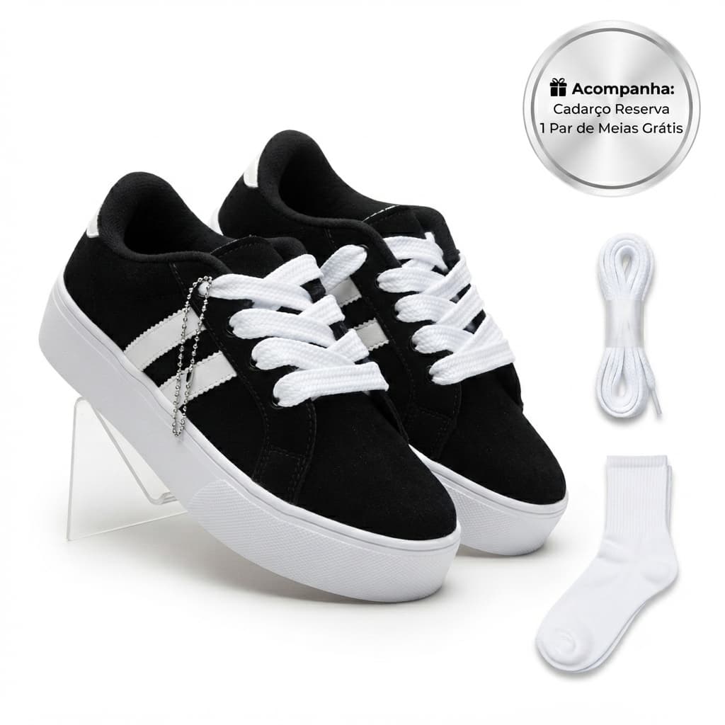 Sapato Tênis Feminino Camurça Skatista Street Wear Durabilidade e Conforto Solado anti derrapante