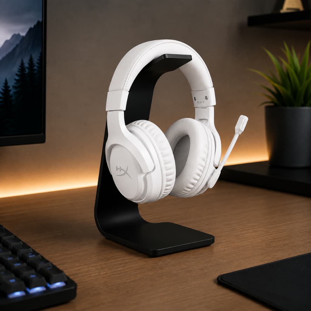 Suporte Gamer de Mesa para Headset - Fone de Ouvido - Organizador Setup Moderno e Elegante