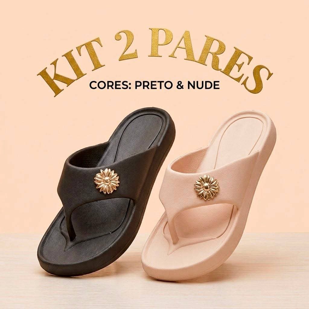 Kit 2 Pares Chinelo Slide Feminino Confortável e Super na Moda para o Verão