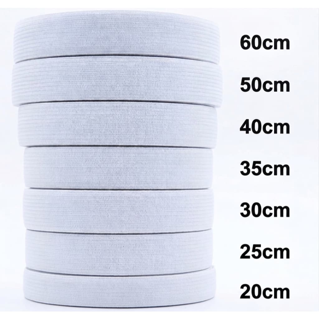 Elástico 25 metros  para Costura Diversos Tamanhos 20cm-25cm-30cm-35cm-40cm-50cm-60cm-80cm