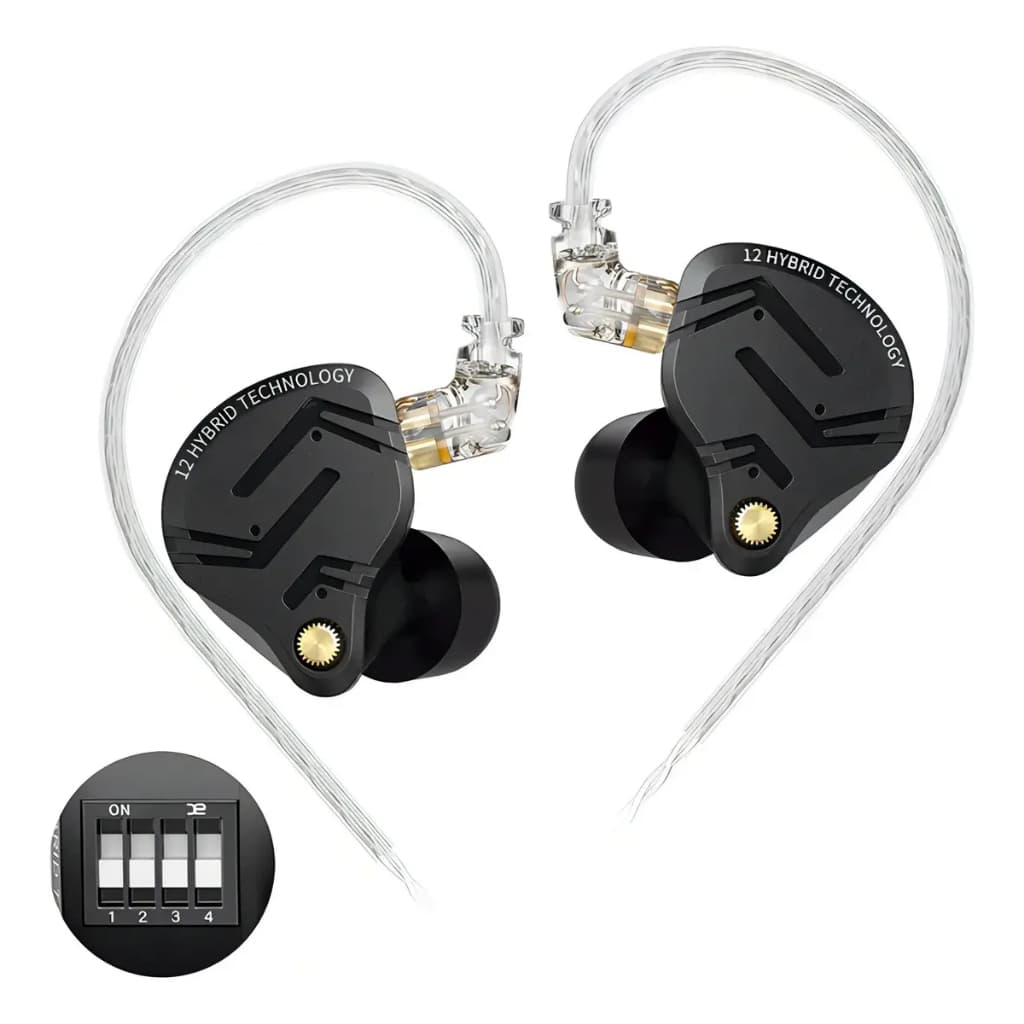 Fone De Ouvido In-ear KZ ZS12 Pro X com Tuning LANÇAMENTO 2025 Profissional Retorno de Palco Sem Microfone + Bag Incluso