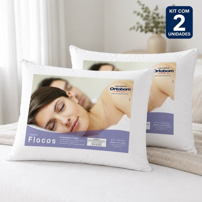 Kit 2 Travesseiro Ortobom Antialérgico mais Firme 40x60cm antiácaro Ortopédico