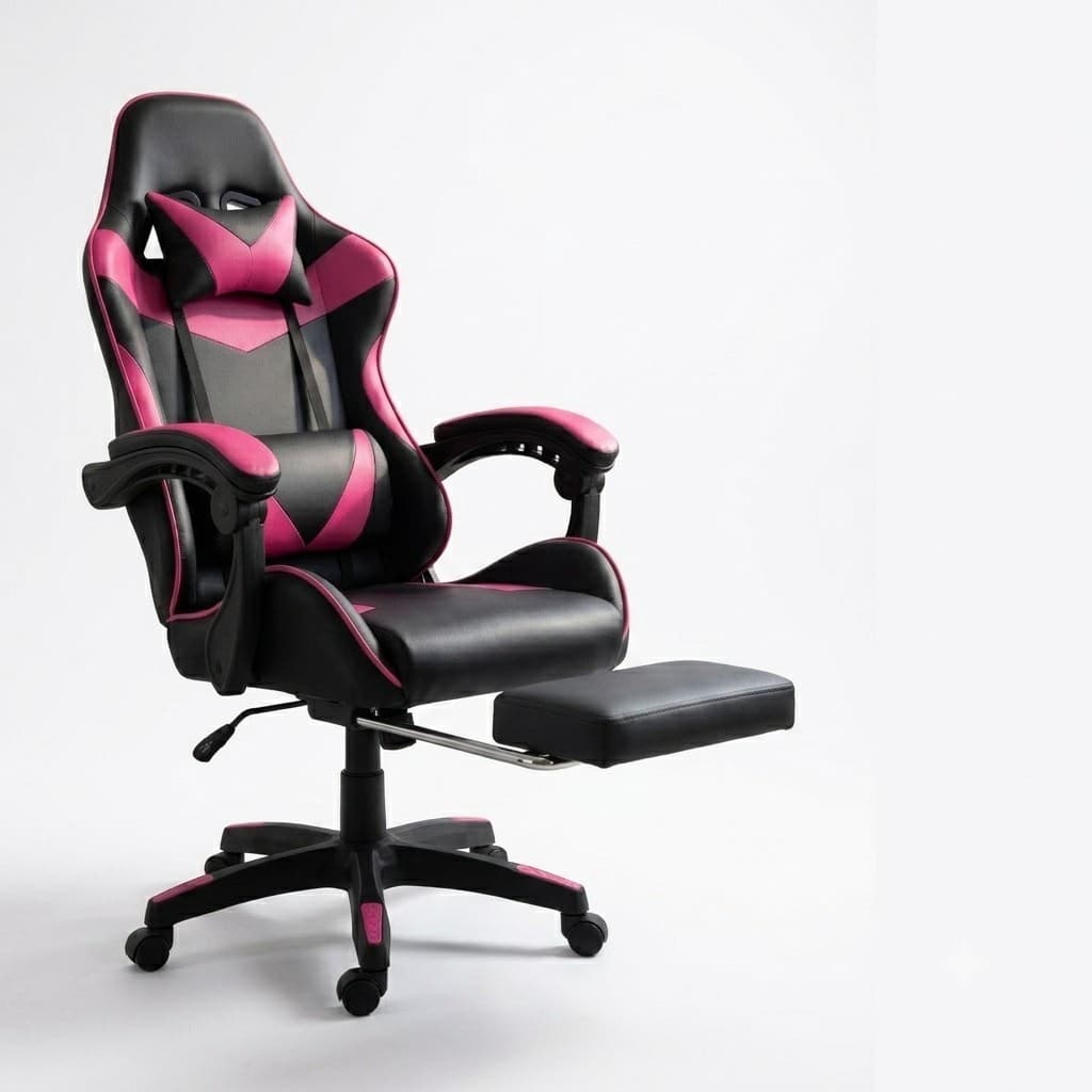 Cadeira Gamer Ergonômica Para Escritório Com descanso de Pé 120Kg Couro PU Estofado