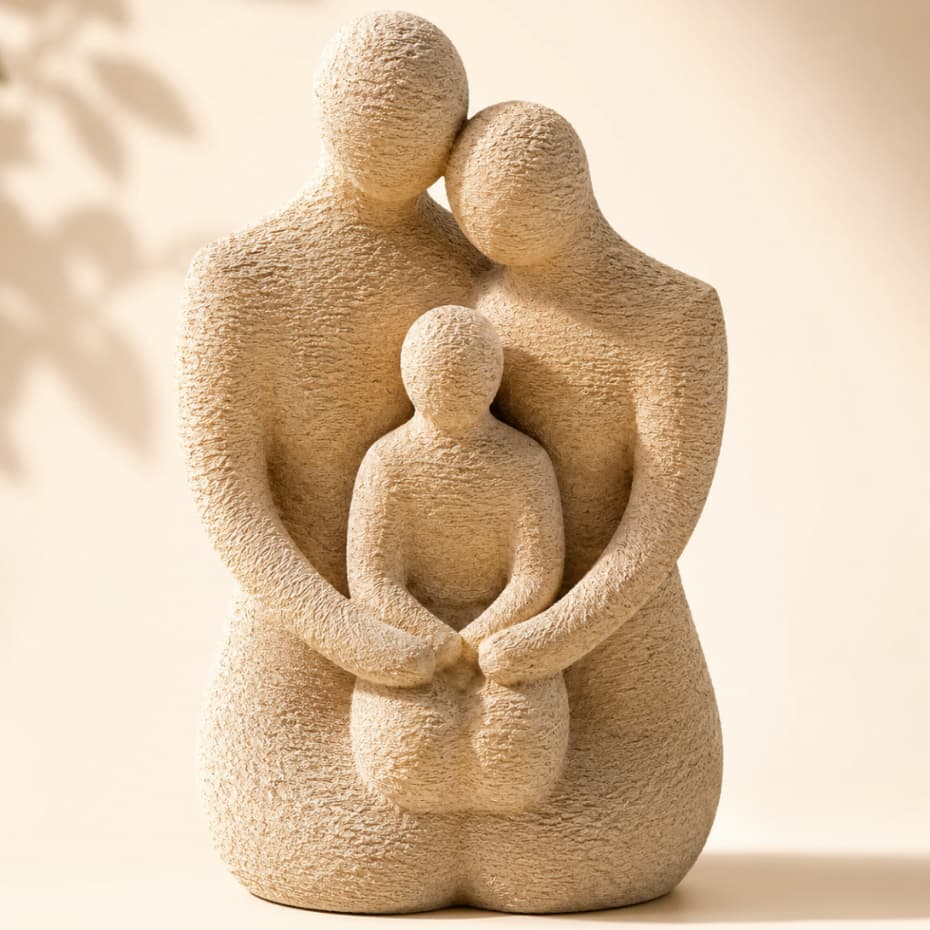 Escultura Família Decorativa Minimalista Enfeite Moderno para Sala Quarto Mesa Escritório Textura