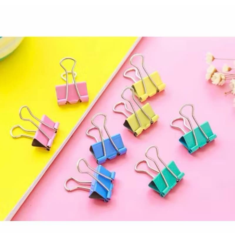 Prendedor Binder 32mm Clips Coloridos para Papel Escritório Organizador