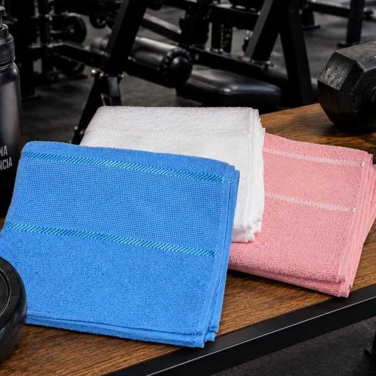 3 Toalhas de Academia Fitness Branca, Azul ou Rosa