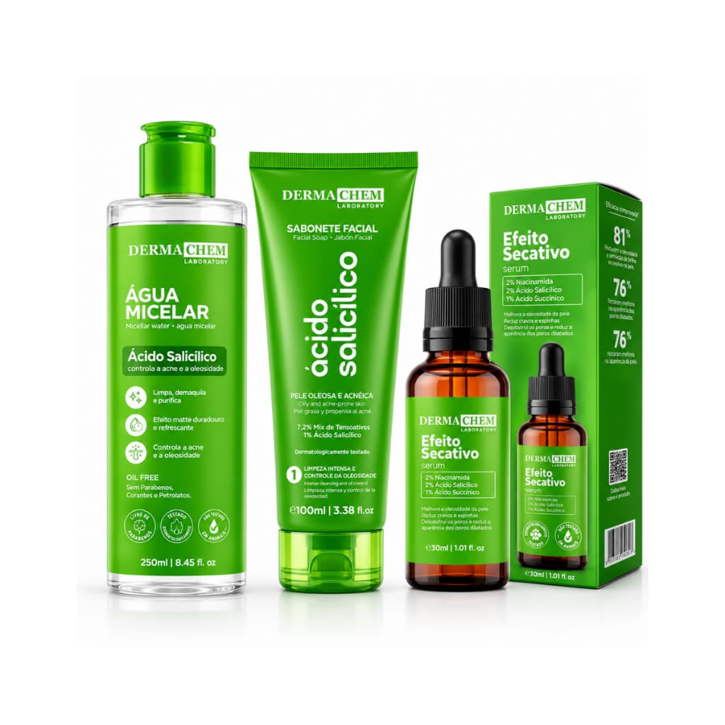 Kit Especial Skincare Anti Oleosidade Limpeza Facial Sérum + Sabonete Facial + Água Micelar Dermachem