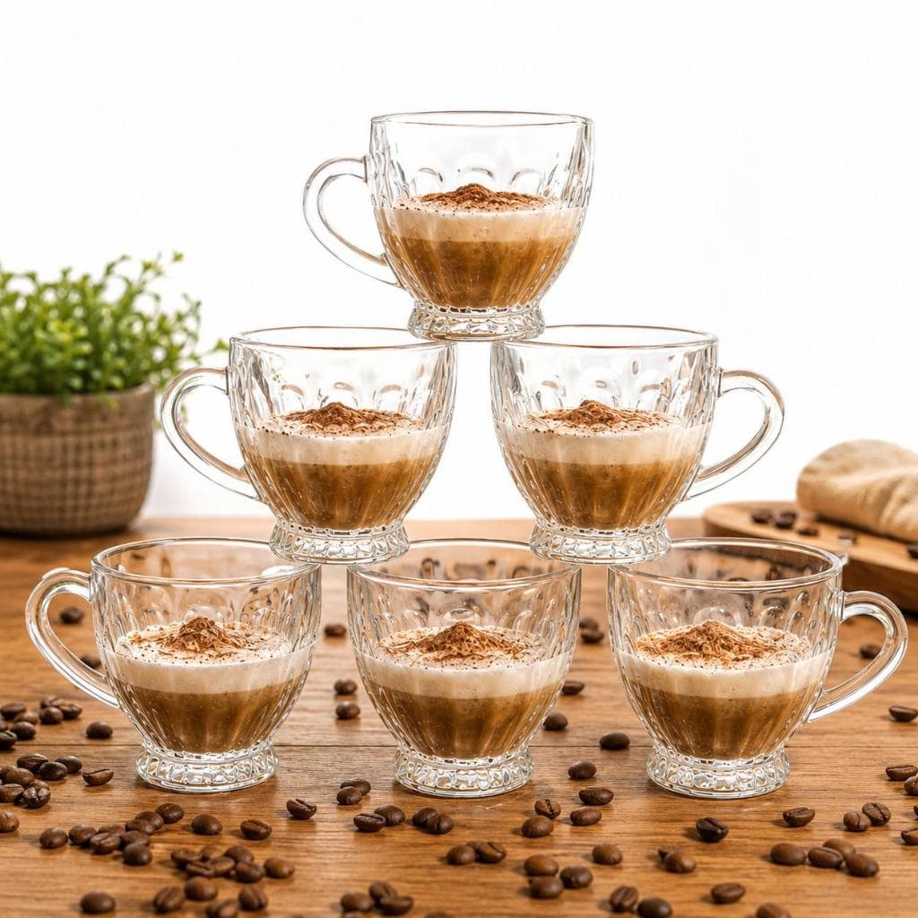 Jogo com 6 Xicaras de vidro de café e chá, Transpararente  de 110 ml brasiliano - Design Elegante e Resistente.
