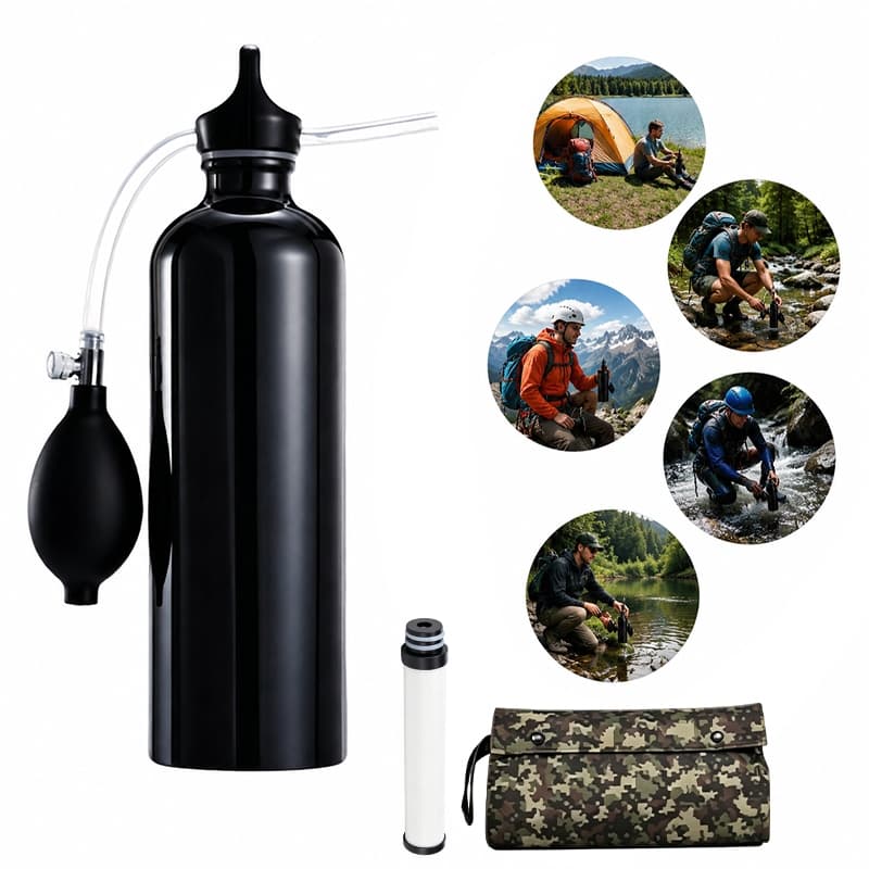 Filtro De Água Portátil Purificador 750ml Com um cartucho de filtro Equipamento para acampamento ao ar livre